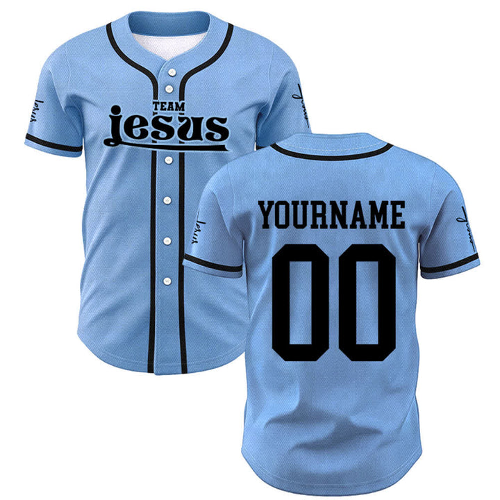 Christianartworkshop Maglia da baseball unisex personalizzata con nome e numero personalizzati per la squadra di Gesù in grassetto - image 41