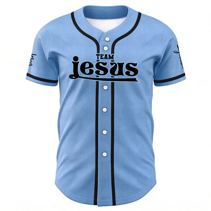 Christianartworkshop Maglia da baseball unisex personalizzata con nome e numero personalizzati per la squadra di Gesù in grassetto - image 42