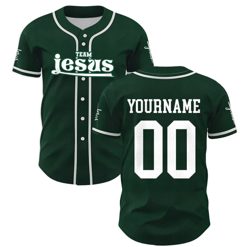Christianartworkshop Maglia da baseball unisex personalizzata con nome e numero personalizzati per la squadra di Gesù in grassetto - image 49