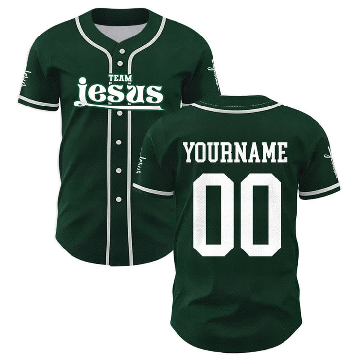 Christianartworkshop Maglia da baseball unisex personalizzata con nome e numero personalizzati per la squadra di Gesù in grassetto - image 49