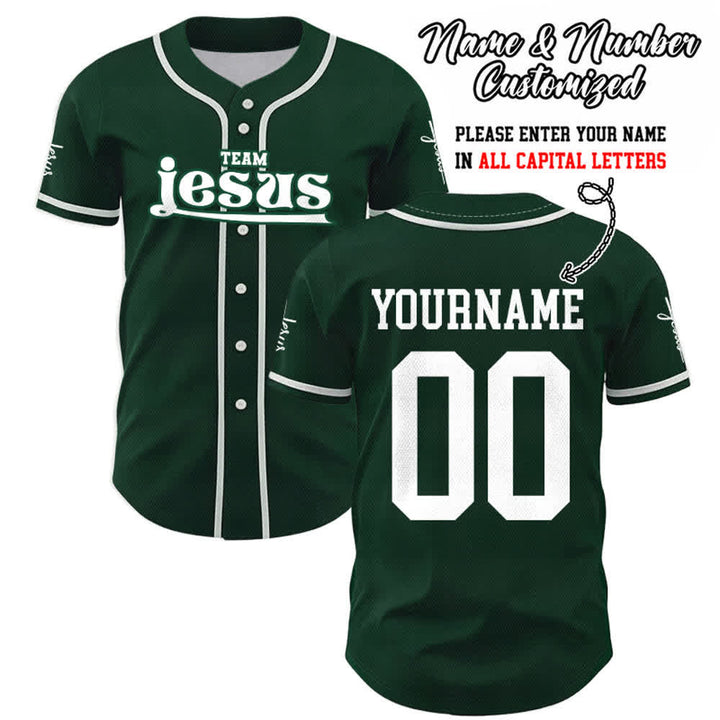 Christianartworkshop Maglia da baseball unisex personalizzata con nome e numero personalizzati per la squadra di Gesù in grassetto - Verde - 5XL - Nome & Numero personalizzati - image 48