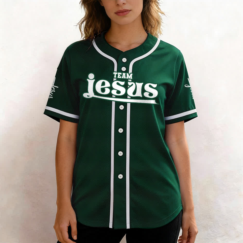 Christianartworkshop Maglia da baseball unisex personalizzata con nome e numero personalizzati per la squadra di Gesù in grassetto - image 52