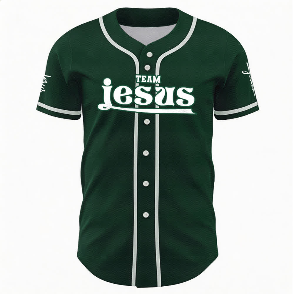 Christianartworkshop Maglia da baseball unisex personalizzata con nome e numero personalizzati per la squadra di Gesù in grassetto - image 50
