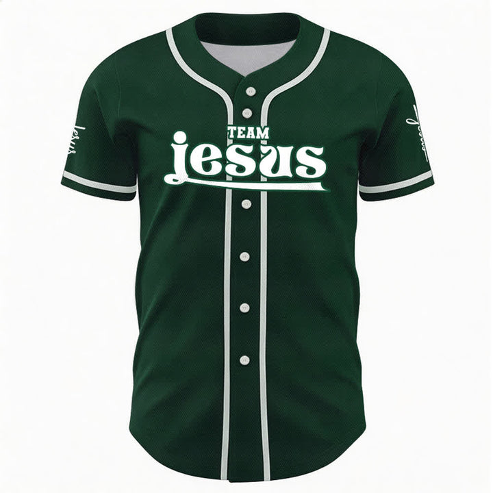 Christianartworkshop Maglia da baseball unisex personalizzata con nome e numero personalizzati per la squadra di Gesù in grassetto - image 50