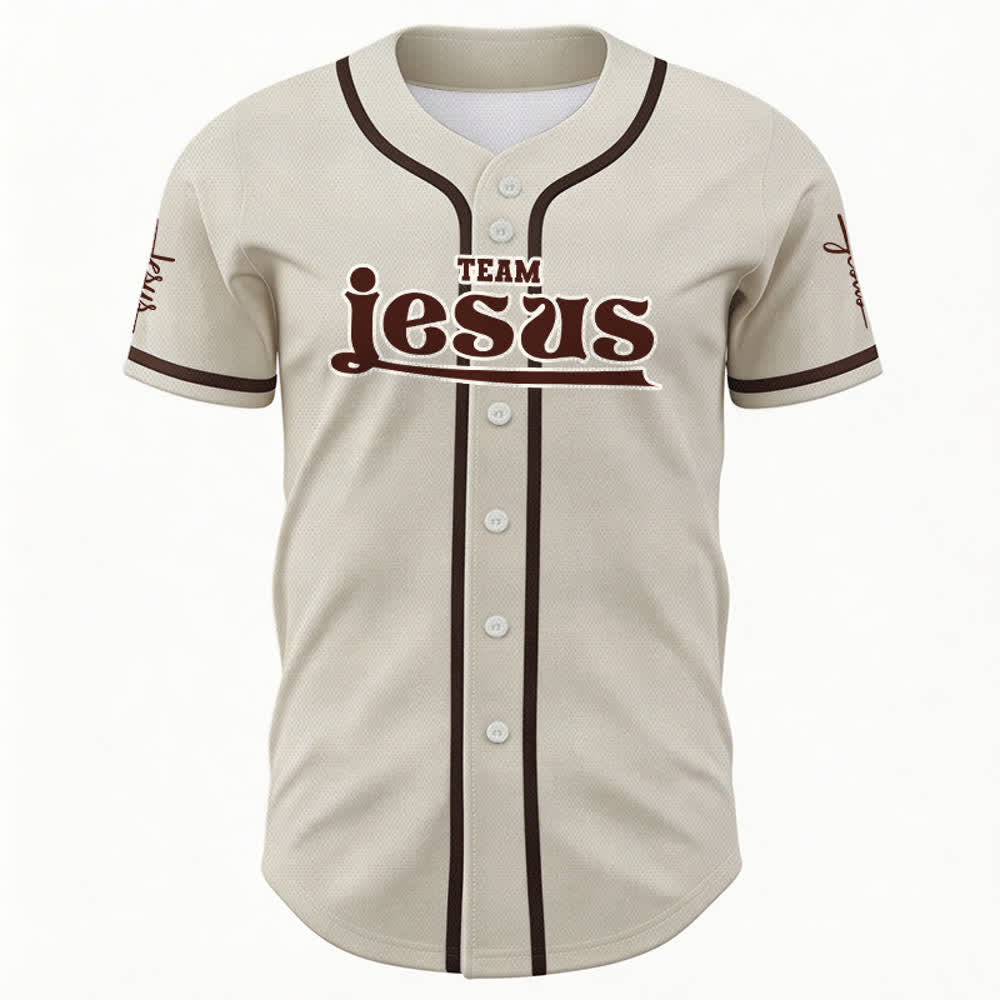 Christianartworkshop Maglia da baseball unisex personalizzata con nome e numero personalizzati per la squadra di Gesù in grassetto - image 58