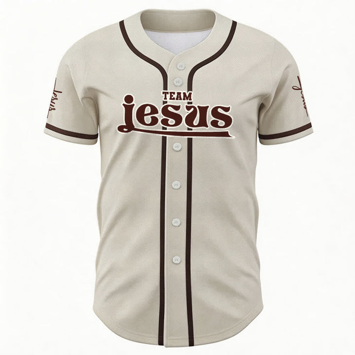 Christianartworkshop Maglia da baseball unisex personalizzata con nome e numero personalizzati per la squadra di Gesù in grassetto - image 58