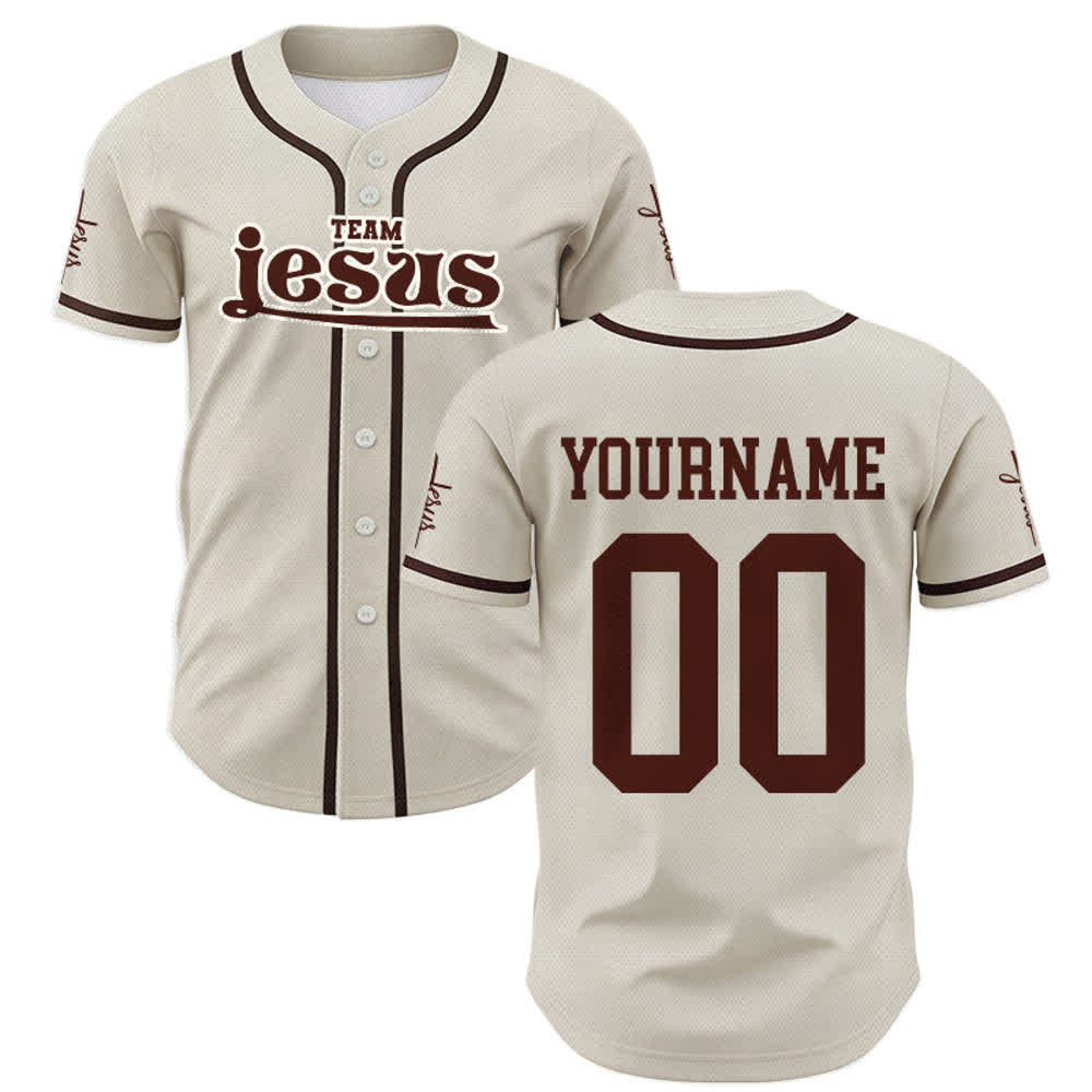Christianartworkshop Maglia da baseball unisex personalizzata con nome e numero personalizzati per la squadra di Gesù in grassetto - image 57