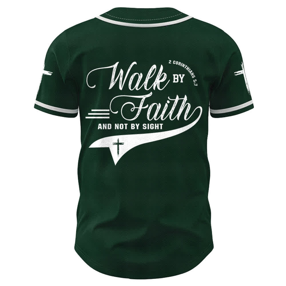 Christianartworkshop 2 Corinzi 5:7 “Camminate per fede e non per visione” Maglia da baseball con croce e messaggio - image 51