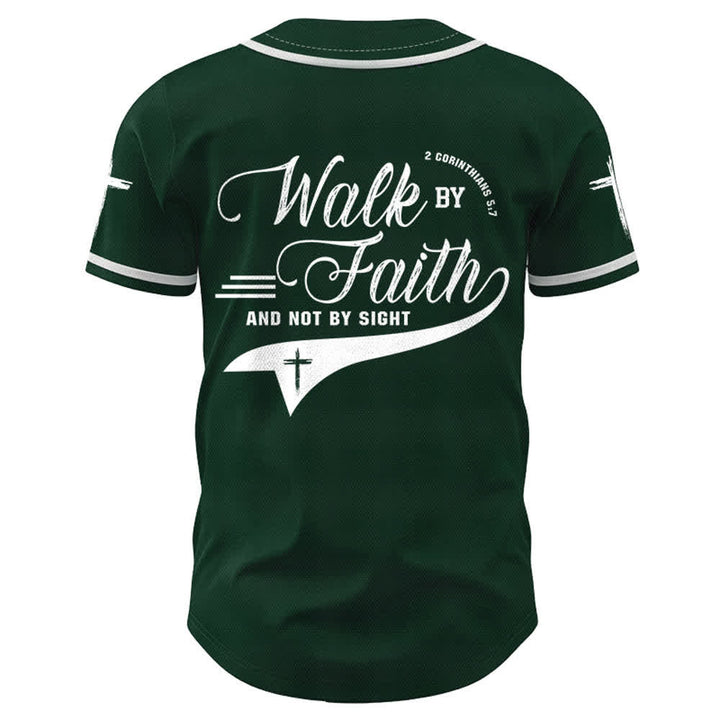 Christianartworkshop 2 Corinzi 5:7 “Camminate per fede e non per visione” Maglia da baseball con croce e messaggio - image 51