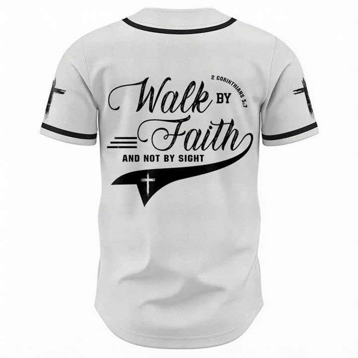 Christianartworkshop 2 Corinzi 5:7 “Camminate per fede e non per visione” Maglia da baseball con croce e messaggio - image 9