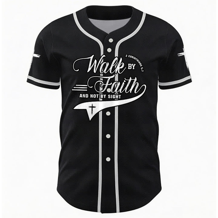 Christianartworkshop 2 Corinzi 5:7 “Camminate per fede e non per visione” Maglia da baseball con croce e messaggio - image 15