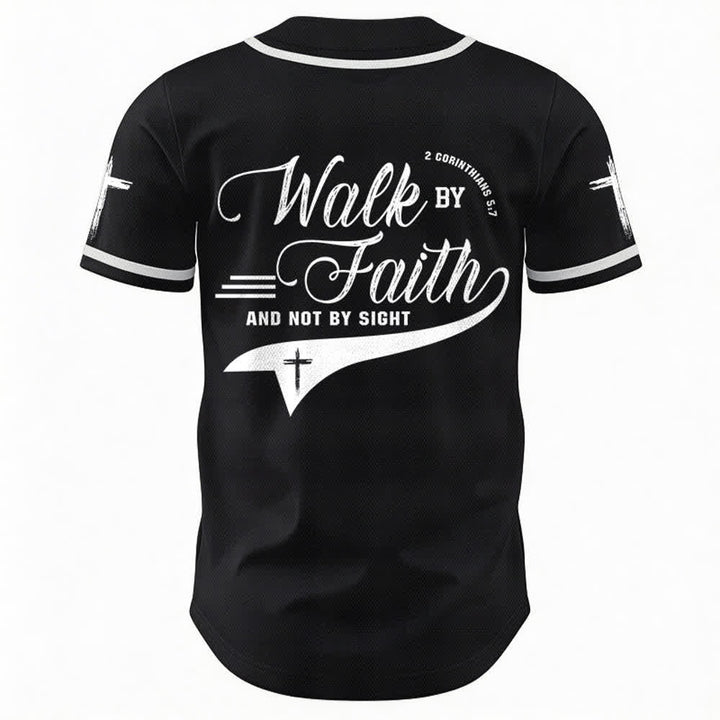 Christianartworkshop 2 Corinzi 5:7 “Camminate per fede e non per visione” Maglia da baseball con croce e messaggio - image 16