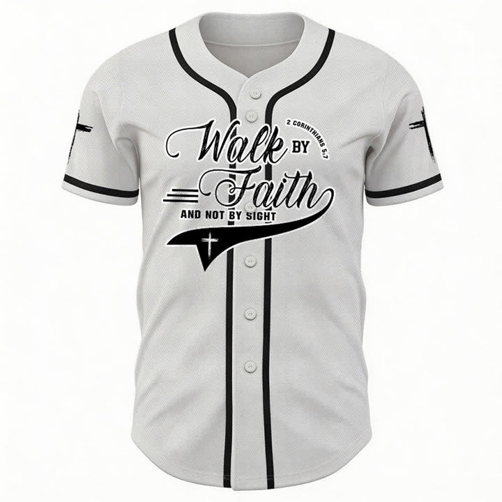 Christianartworkshop 2 Corinzi 5:7 “Camminate per fede e non per visione” Maglia da baseball con croce e messaggio - image 8