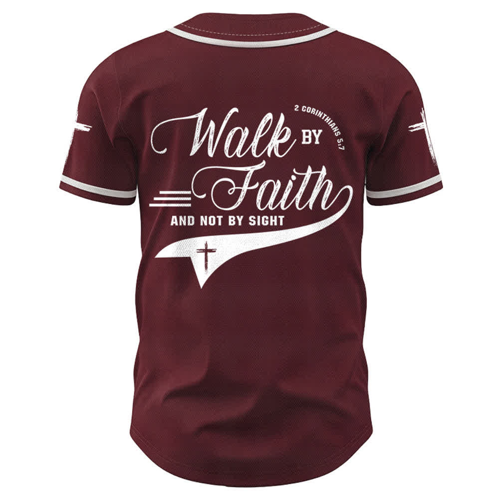 Christianartworkshop 2 Corinzi 5:7 “Camminate per fede e non per visione” Maglia da baseball con croce e messaggio - image 37
