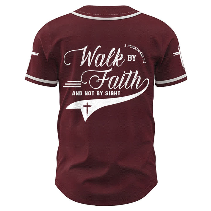 Christianartworkshop 2 Corinzi 5:7 “Camminate per fede e non per visione” Maglia da baseball con croce e messaggio - image 37