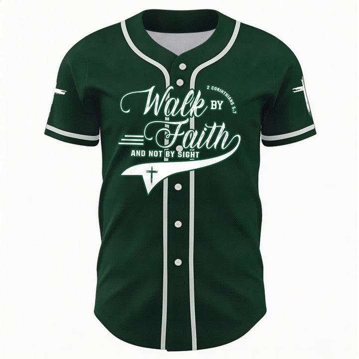 Christianartworkshop 2 Corinzi 5:7 “Camminate per fede e non per visione” Maglia da baseball con croce e messaggio - image 50