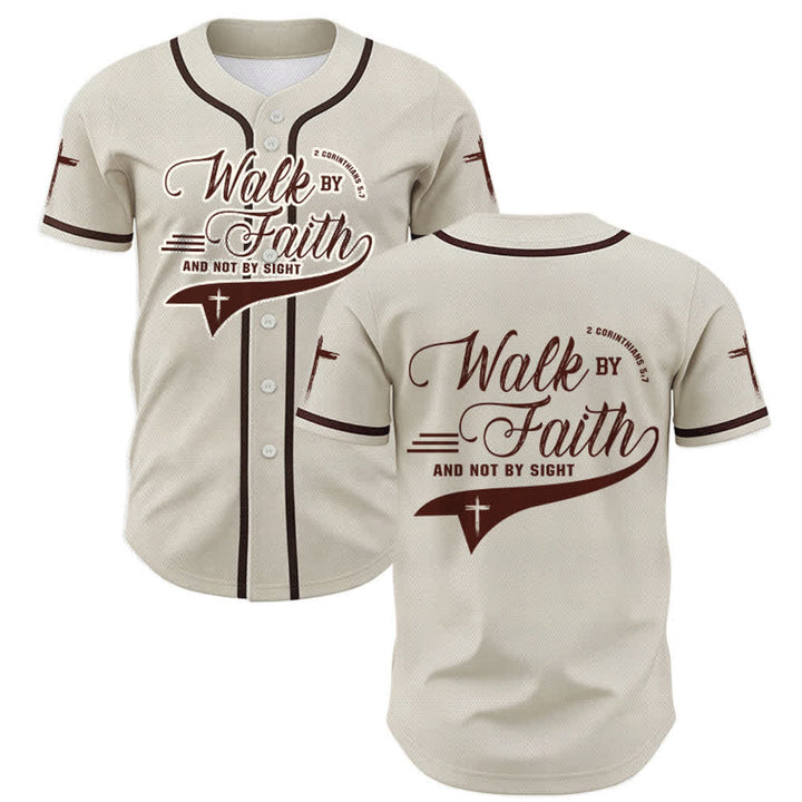 Christianartworkshop 2 Corinzi 5:7 “Camminate per fede e non per visione” Maglia da baseball con croce e messaggio - Albicocca - 5XL - image 21