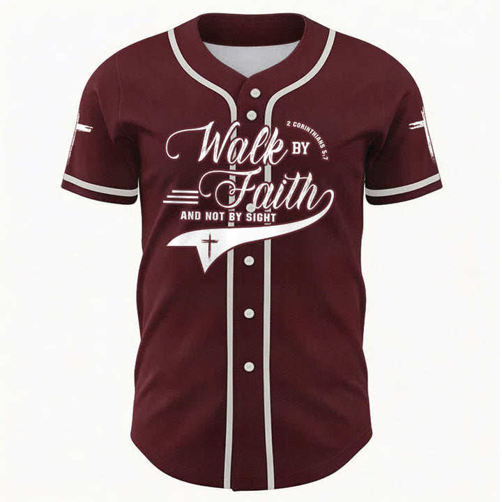 Christianartworkshop 2 Corinzi 5:7 “Camminate per fede e non per visione” Maglia da baseball con croce e messaggio - image 36