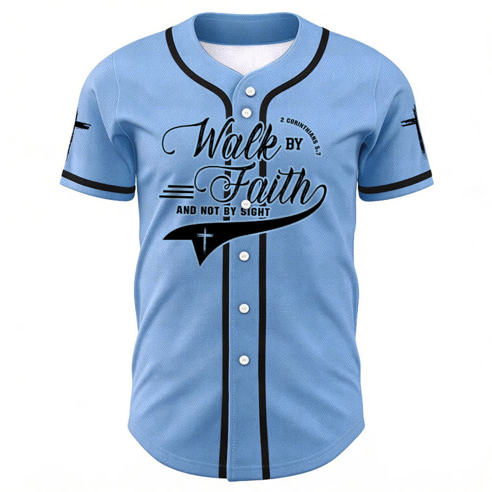 Christianartworkshop 2 Corinzi 5:7 “Camminate per fede e non per visione” Maglia da baseball con croce e messaggio - image 43