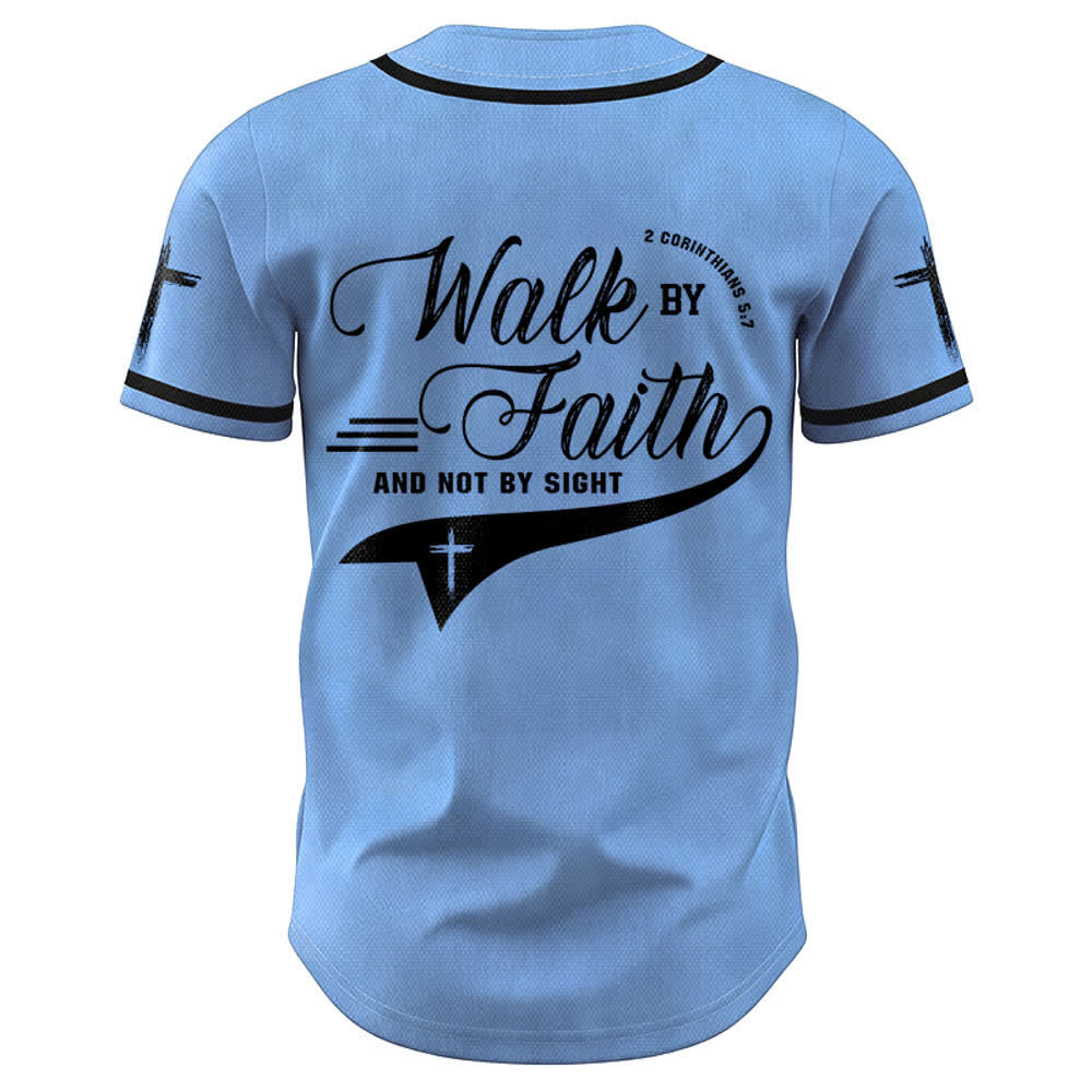 Christianartworkshop 2 Corinzi 5:7 “Camminate per fede e non per visione” Maglia da baseball con croce e messaggio - image 44
