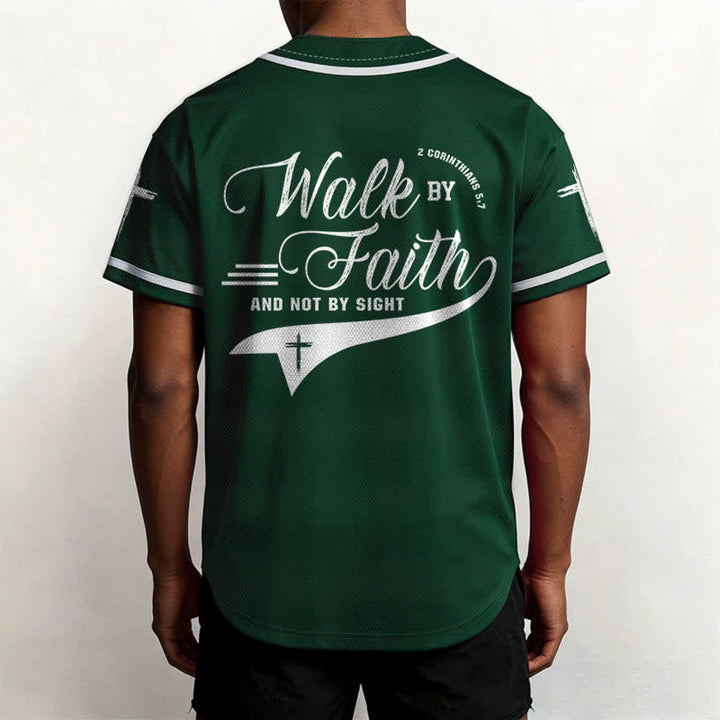 Christianartworkshop 2 Corinzi 5:7 “Camminate per fede e non per visione” Maglia da baseball con croce e messaggio - image 55
