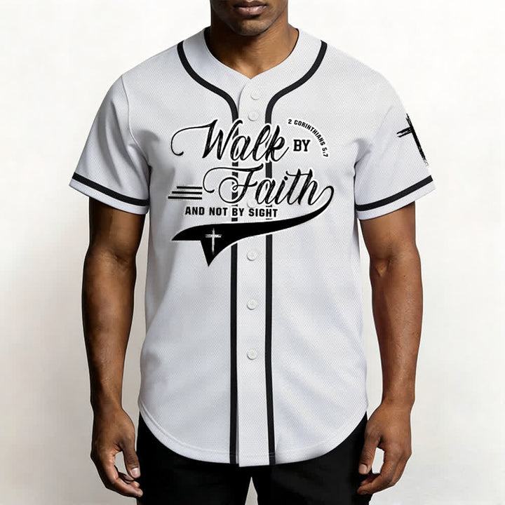 Christianartworkshop 2 Corinzi 5:7 “Camminate per fede e non per visione” Maglia da baseball con croce e messaggio - image 12
