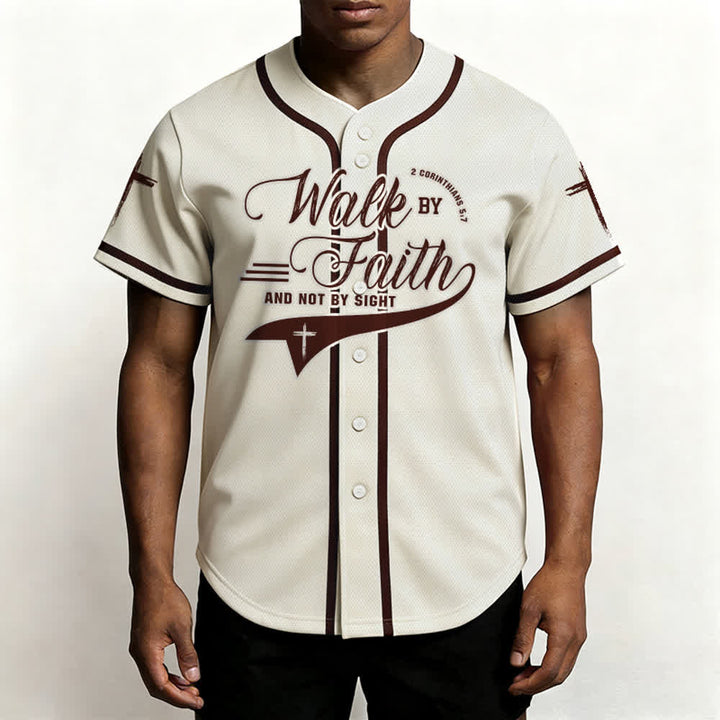 Christianartworkshop 2 Corinzi 5:7 “Camminate per fede e non per visione” Maglia da baseball con croce e messaggio - image 26