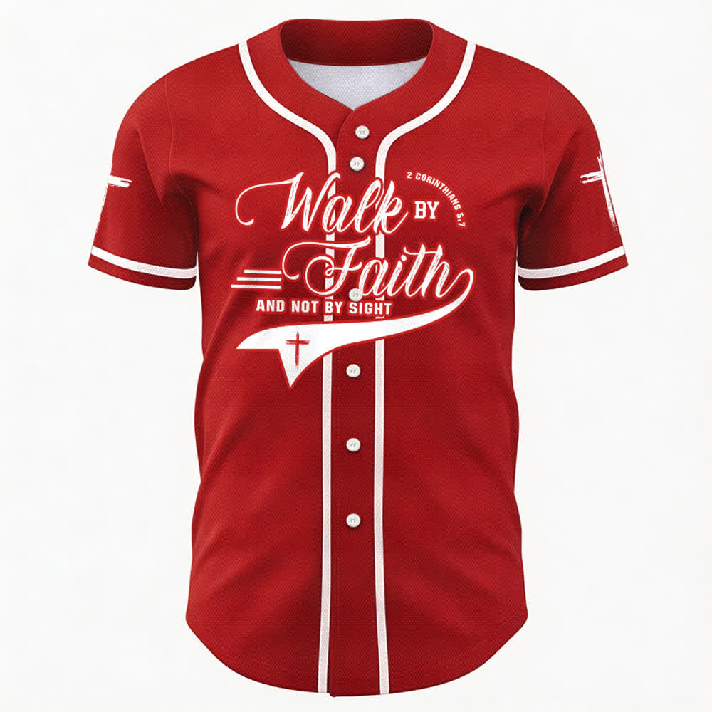 Christianartworkshop 2 Corinzi 5:7 “Camminate per fede e non per visione” Maglia da baseball con croce e messaggio - image 29