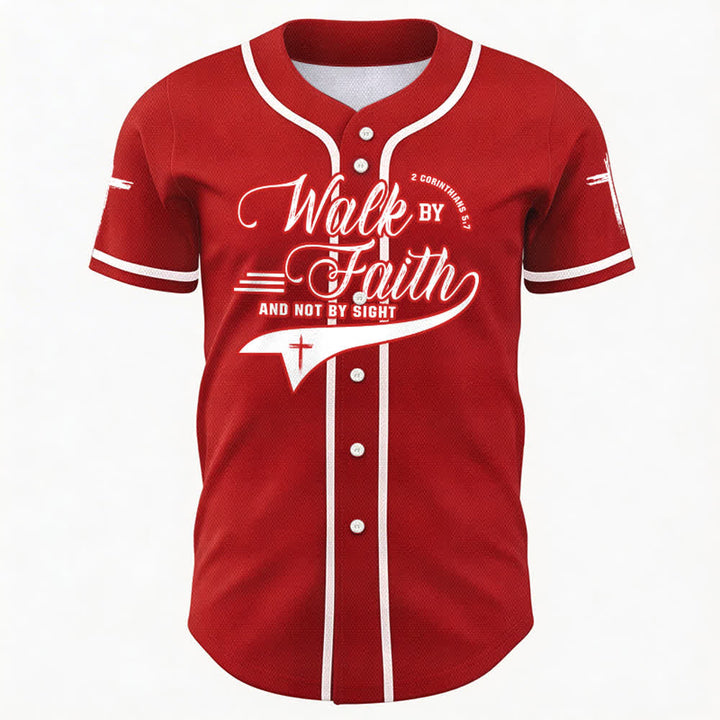 Christianartworkshop 2 Corinzi 5:7 “Camminate per fede e non per visione” Maglia da baseball con croce e messaggio - image 29