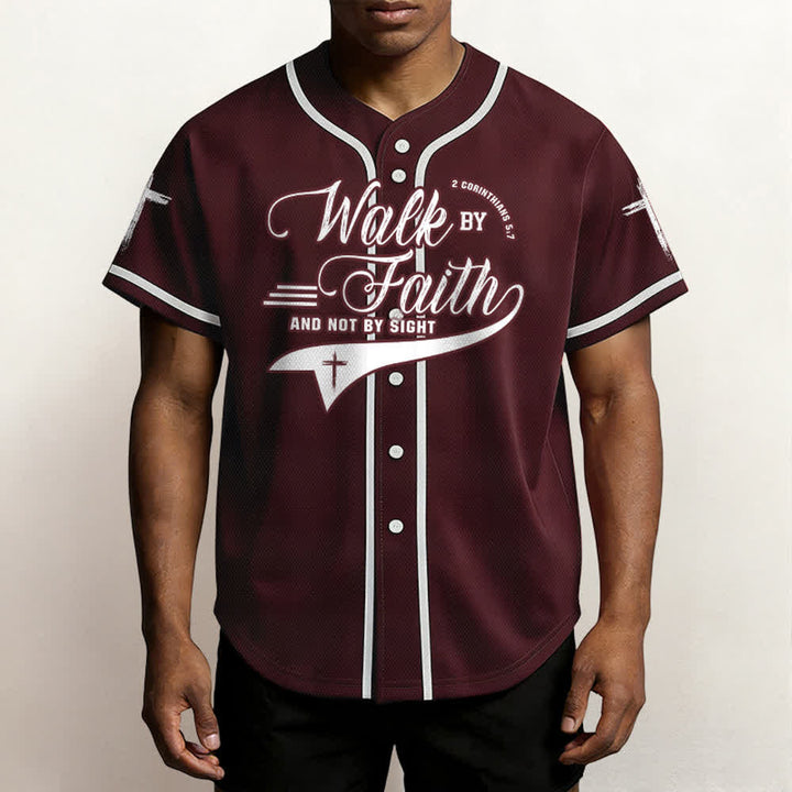 Christianartworkshop 2 Corinzi 5:7 “Camminate per fede e non per visione” Maglia da baseball con croce e messaggio - image 40