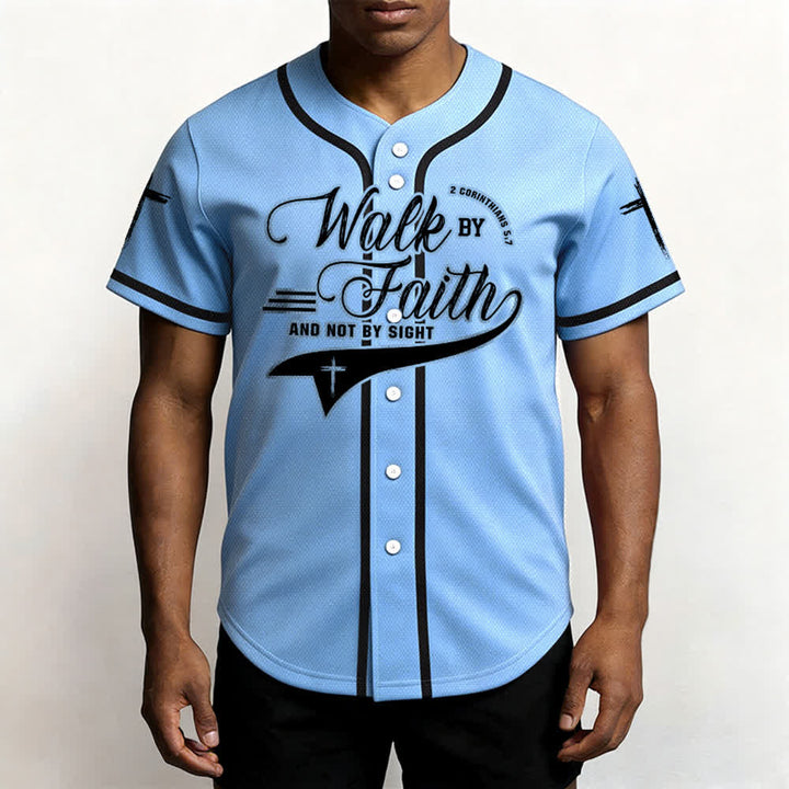 Christianartworkshop 2 Corinzi 5:7 “Camminate per fede e non per visione” Maglia da baseball con croce e messaggio - image 47