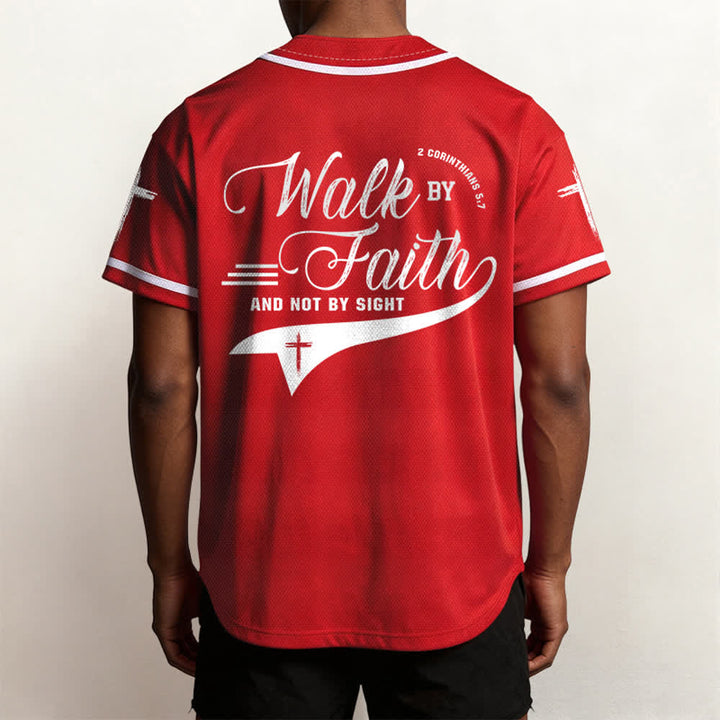 Christianartworkshop 2 Corinzi 5:7 “Camminate per fede e non per visione” Maglia da baseball con croce e messaggio - image 34