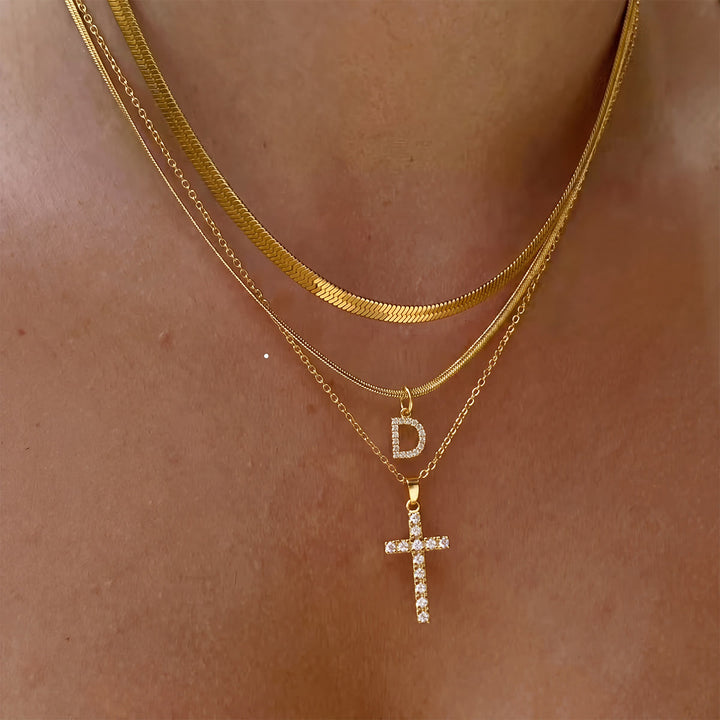 Christianartworkshop Collana con croce iniziale a strati di cristalli scintillanti: simbolo di grazia divina personale. - D - image 5