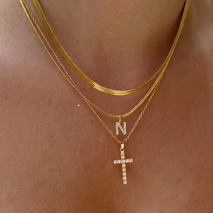 Christianartworkshop Collana con croce iniziale a strati di cristalli scintillanti: simbolo di grazia divina personale. - N - image 15