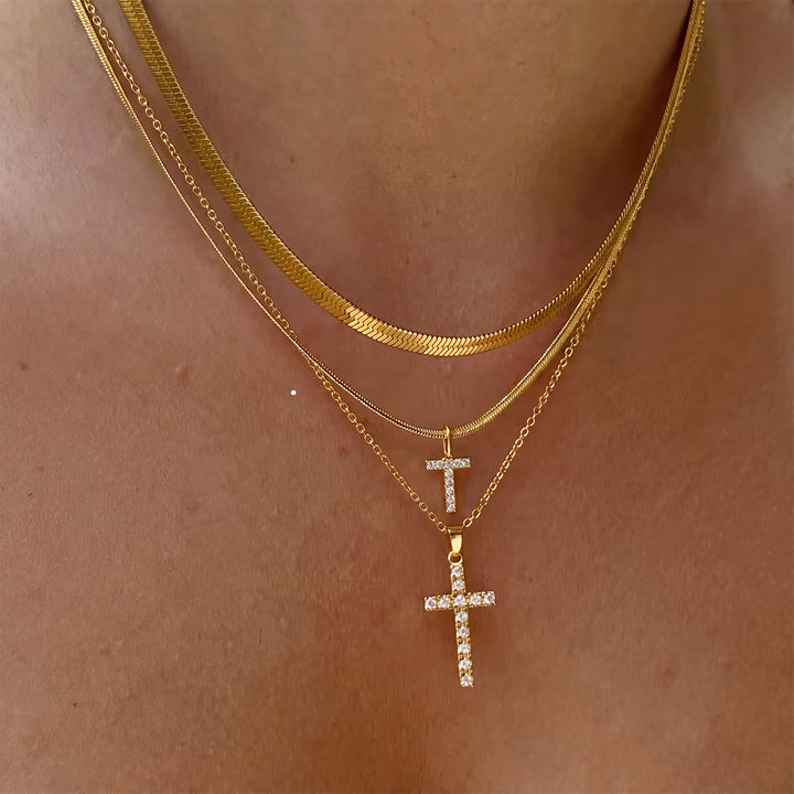 Christianartworkshop Collana con croce iniziale a strati di cristalli scintillanti: simbolo di grazia divina personale. - T - image 21