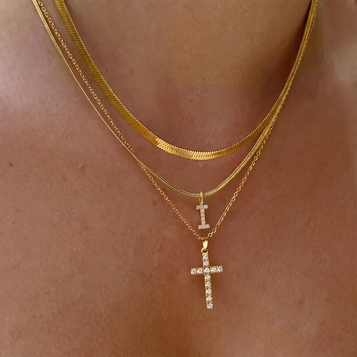 Christianartworkshop Collana con croce iniziale a strati di cristalli scintillanti: simbolo di grazia divina personale. - IO - image 10