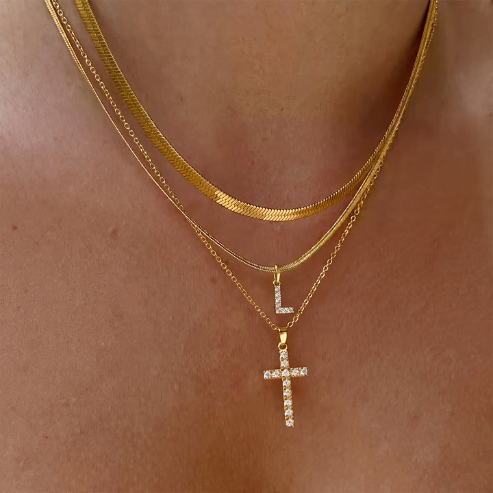 Christianartworkshop Collana con croce iniziale a strati di cristalli scintillanti: simbolo di grazia divina personale. - L - image 13