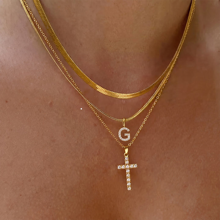 Christianartworkshop Collana con croce iniziale a strati di cristalli scintillanti: simbolo di grazia divina personale. - G - image 8