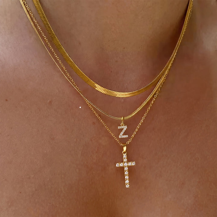 Christianartworkshop Collana con croce iniziale a strati di cristalli scintillanti: simbolo di grazia divina personale. - Z - image 27