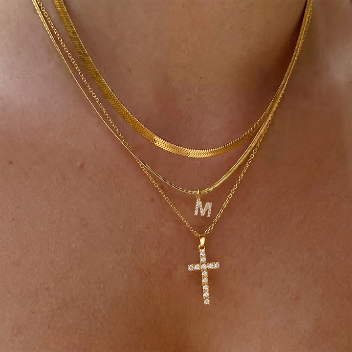 Christianartworkshop Collana con croce iniziale a strati di cristalli scintillanti: simbolo di grazia divina personale. - M - image 14