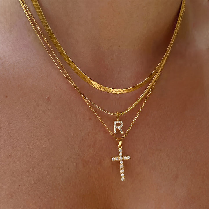 Christianartworkshop Collana con croce iniziale a strati di cristalli scintillanti: simbolo di grazia divina personale. - R - image 19