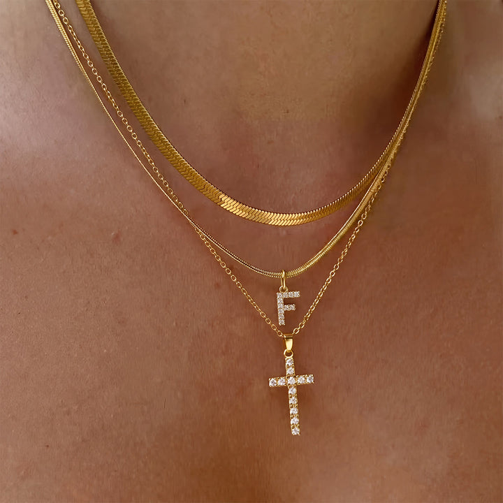 Christianartworkshop Collana con croce iniziale a strati di cristalli scintillanti: simbolo di grazia divina personale. - F - image 7