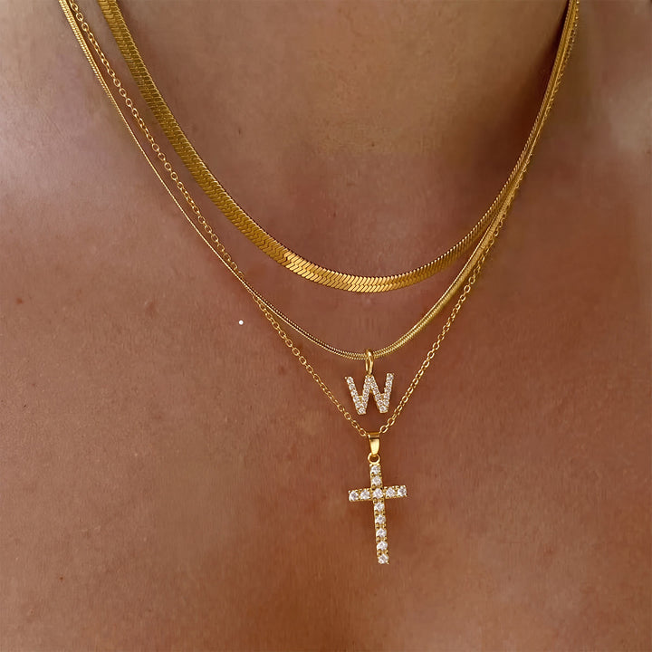 Christianartworkshop Collana con croce iniziale a strati di cristalli scintillanti: simbolo di grazia divina personale. - W - image 24