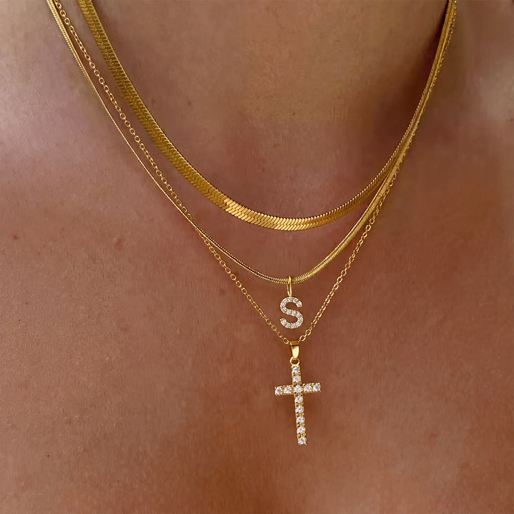 Christianartworkshop Collana con croce iniziale a strati di cristalli scintillanti: simbolo di grazia divina personale. - S - image 20
