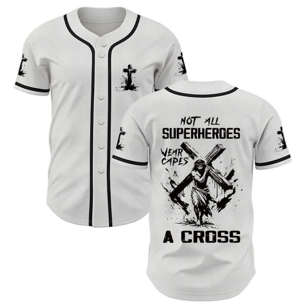Christianartworkshop Non tutti i supereroi indossano mantelli Maglia da baseball unisex con croce - Bianco - 5XL - image 0