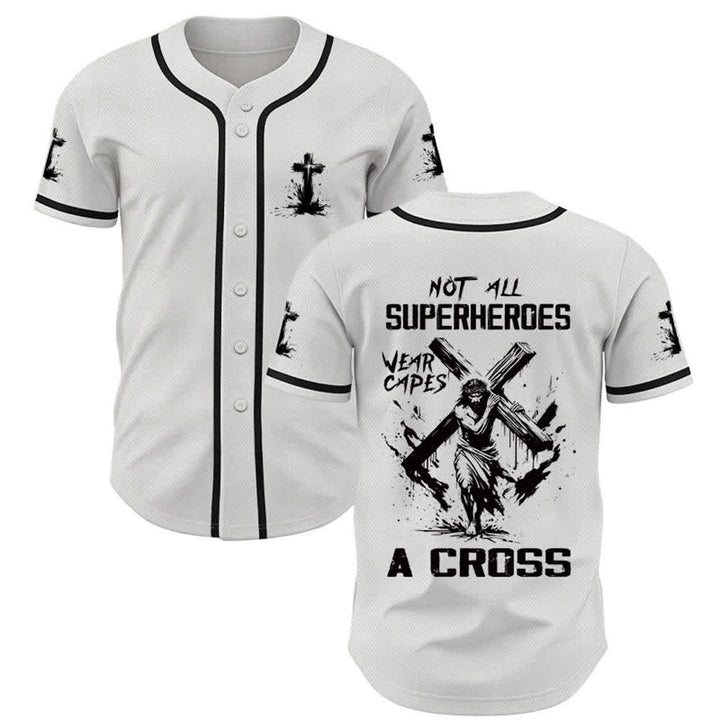 Christianartworkshop Non tutti i supereroi indossano mantelli Maglia da baseball unisex con croce - Bianco - 5XL - image 0