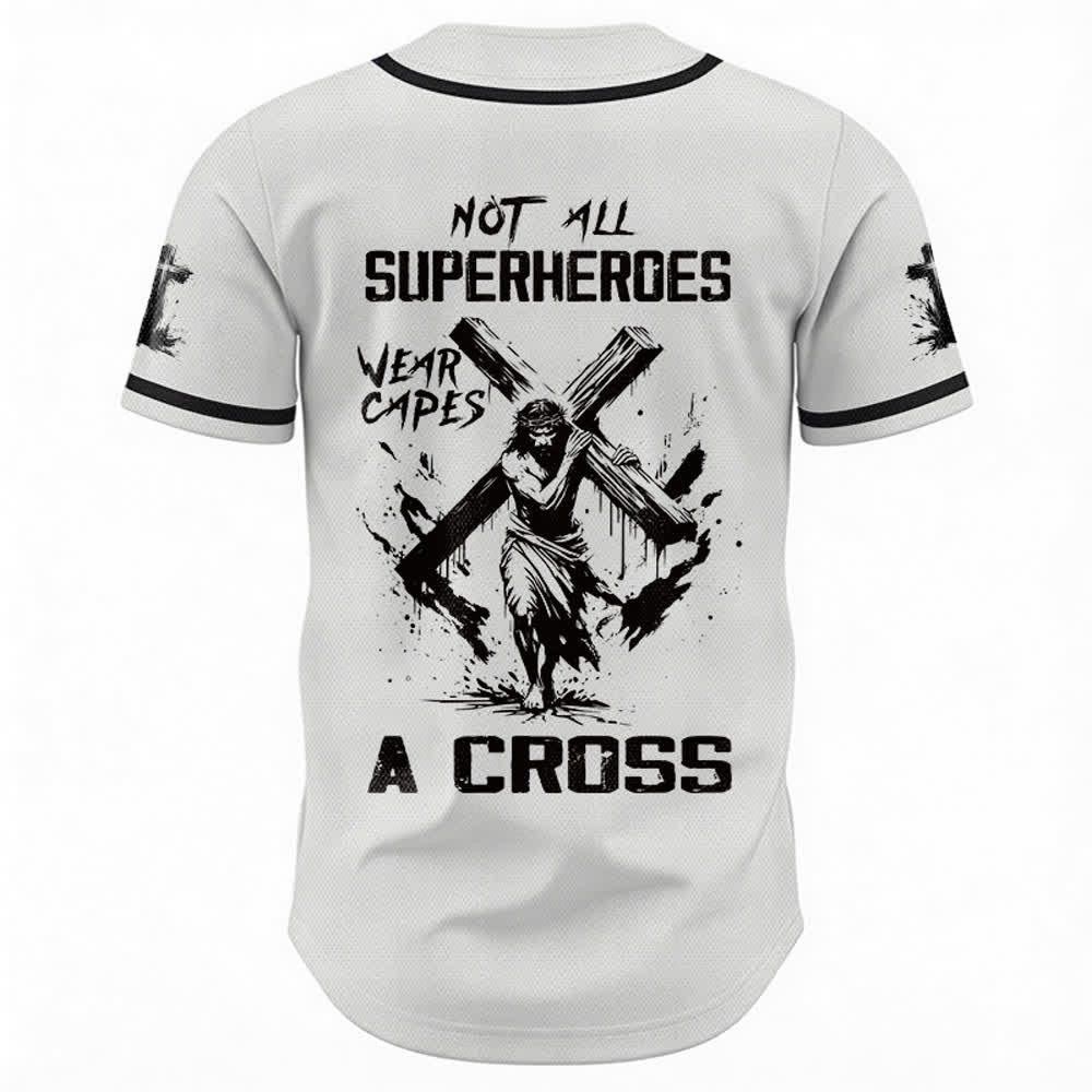 Christianartworkshop Non tutti i supereroi indossano mantelli Maglia da baseball unisex con croce - image 1