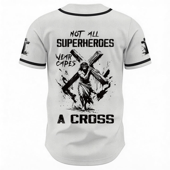 Christianartworkshop Non tutti i supereroi indossano mantelli Maglia da baseball unisex con croce - image 1