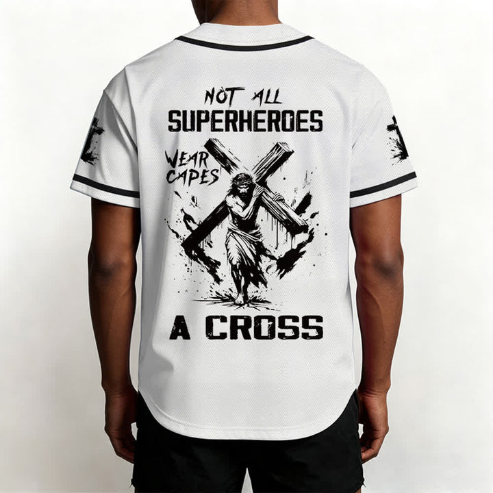Christianartworkshop Non tutti i supereroi indossano mantelli Maglia da baseball unisex con croce - image 5