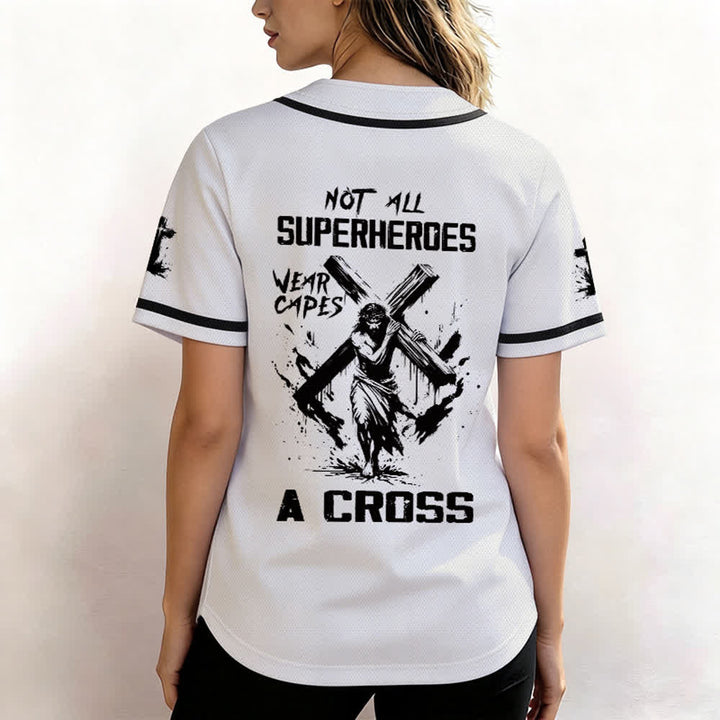 Christianartworkshop Non tutti i supereroi indossano mantelli Maglia da baseball unisex con croce - image 3